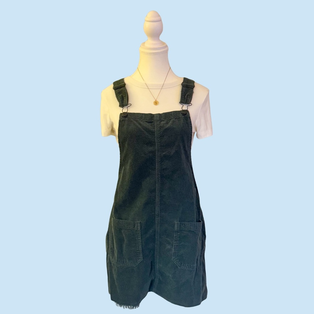 American Eagle Green Corduroy Overalls Dress